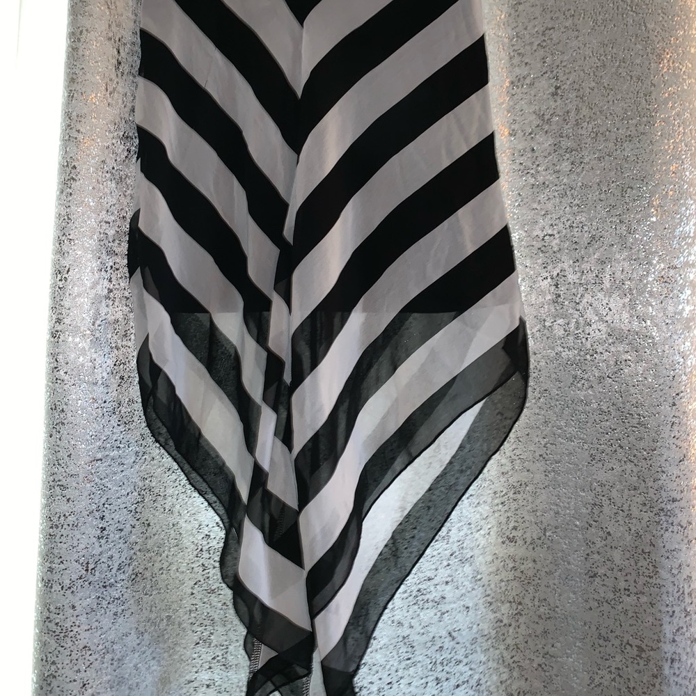 Black and white striped asymmetrical skirt